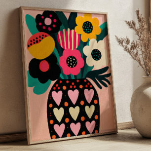 Colourful Flowers Bouquet Maximalist Floral Art Poster