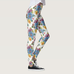 Colourful Flowers Bouquet Seamless Pattern GR4 Leggings