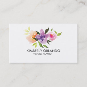 Colourful Flowers Bouquet Watercolors Business Card