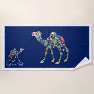 Colourful Flowers Camel Beach Towel