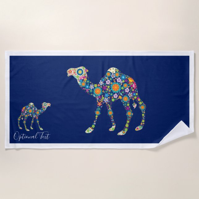 Colourful Flowers Camel Beach Towel (Front)