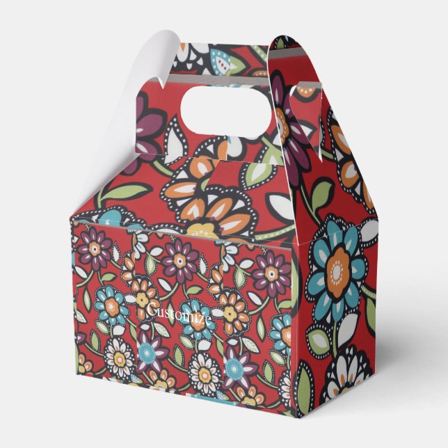 colourful flowers candy tin favour box (Front Side)