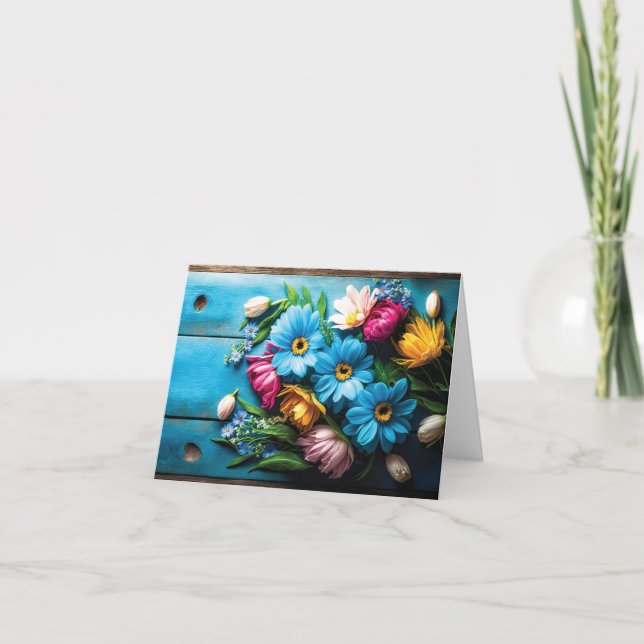 Colourful Flowers Card (Front)