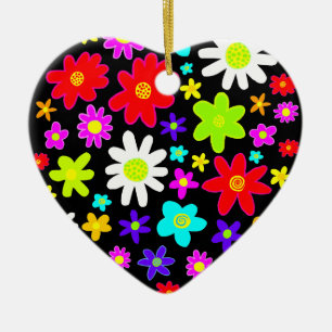 Colourful Flowers Ceramic Tree Decoration