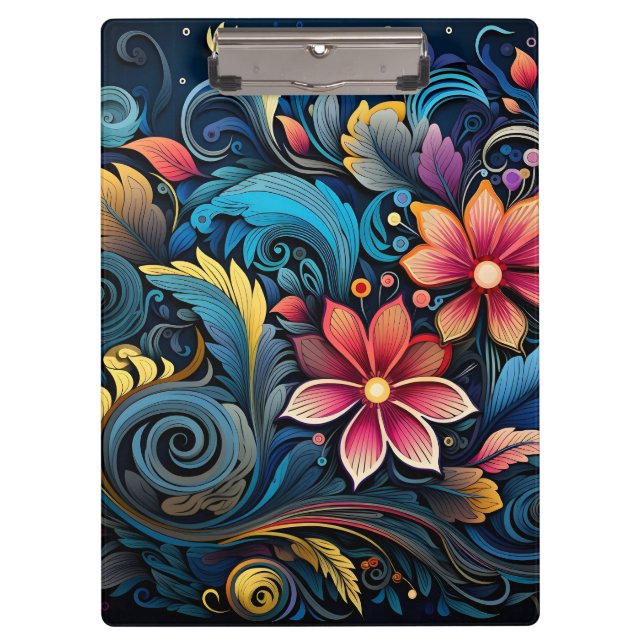 Colourful Flowers Clipboard (Front)