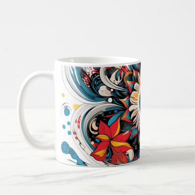 Colourful Flowers Coffee Mug (Left)