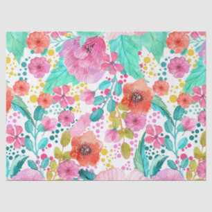 Colourful flowers collage pattern tissue paper