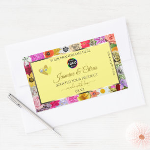 Colourful Flowers Cream Product Labels Hearts Logo