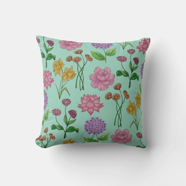 Colourful flowers cushion (Front)