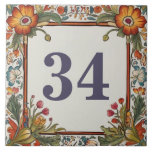 Colourful Flowers Custom House Number Plate Sign Tile<br><div class="desc">"custom house number plate",  "personalised house no plaque",  "personal customised text sign",  "colourful flower casa ceramic tile",  "pretty floral antique flowers",  "vintage botanical multicolor green red",  "traditional orange yellow nature",  postage mailing mail post address",  "european spring summer home signage",  "apartment country garden villa cottage"</div>