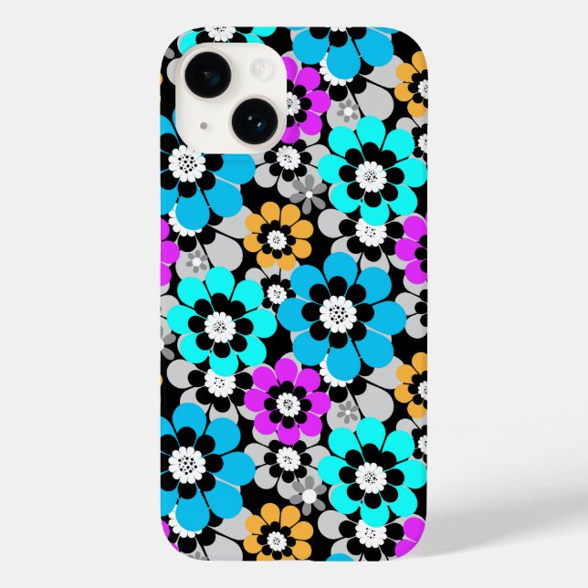 Colourful flowers daisies Blue Turquoise Purple  Case-Mate iPhone Case (Back)