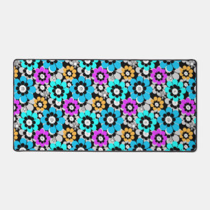 Colourful flowers daisies Blue Turquoise Purple  Desk Mat