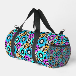 Colourful flowers daisies Blue Turquoise Purple  Duffle Bag