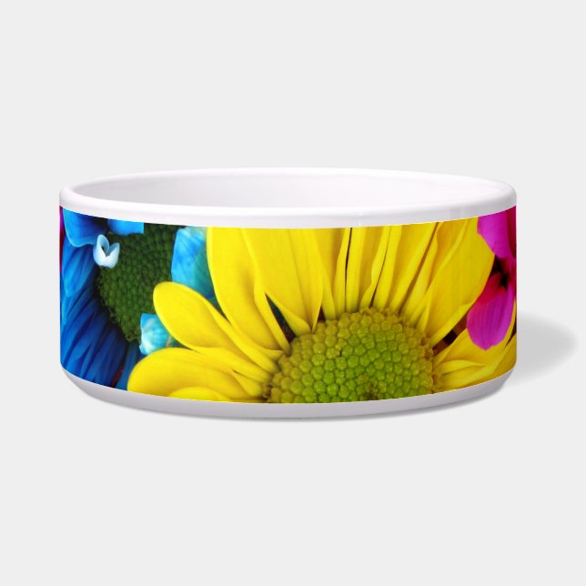 Colourful Flowers, Daisies - Blue Yellow Pink (Front)