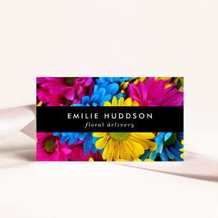 Colourful Flowers, Daisies, Floristry, Flower Shop Business Card