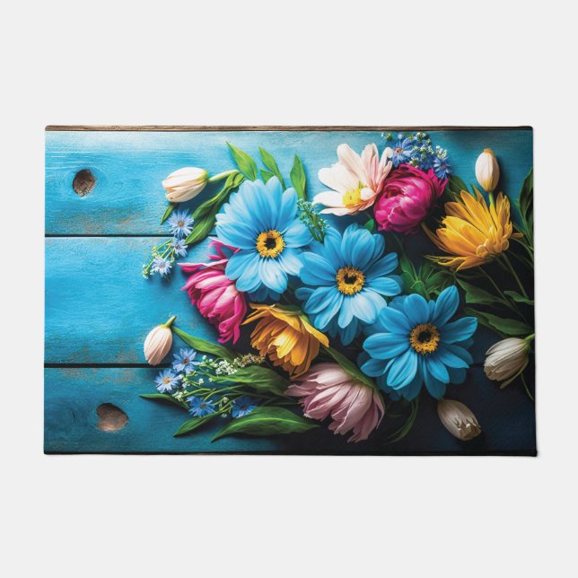 Colourful Flowers Doormat (Front)