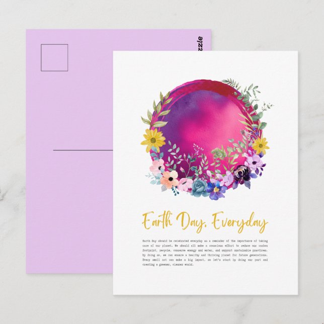 Colourful Flowers Earth Day Everyday Postcard (Front/Back)