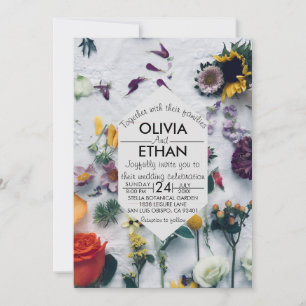 Colourful flowers elegant chic Wedding Invitation