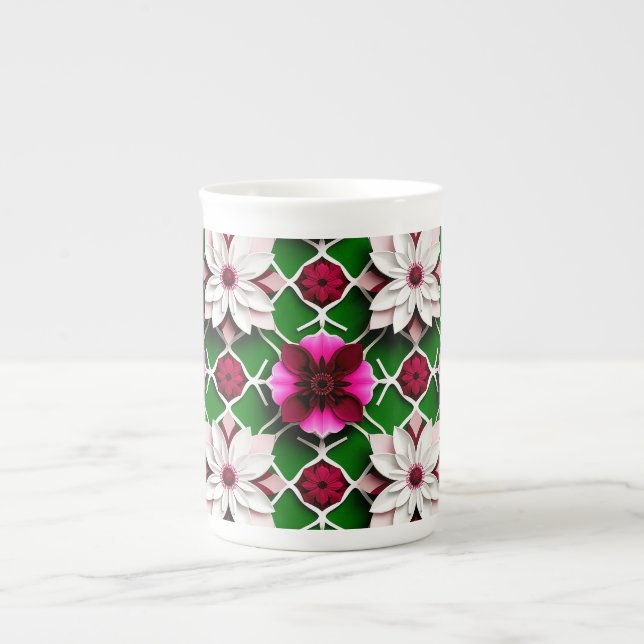 🌸 Colourful Flowers Elegant Gift For Her Bone China Mug (Front)
