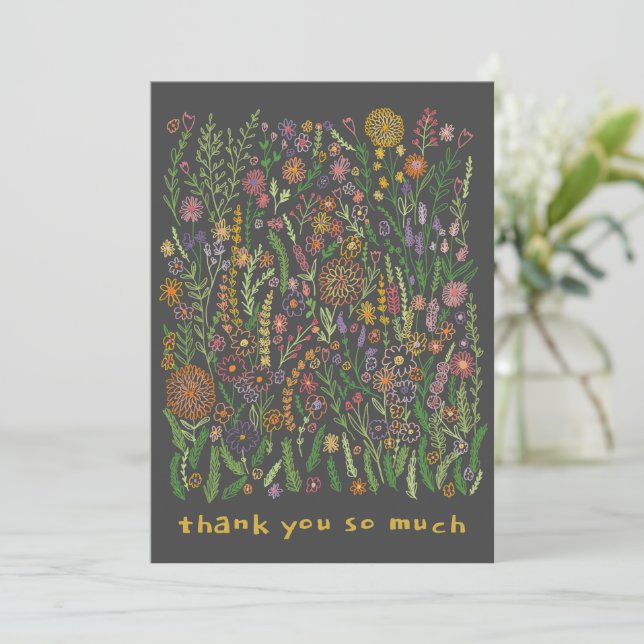 Colourful Flowers Fields Meadow Floral  Thank You Card (Standing Front)
