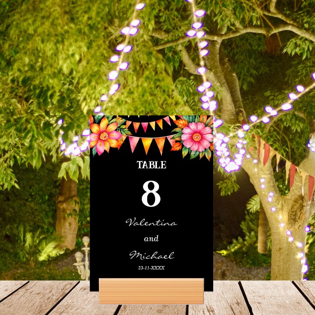 Colourful Flowers Fiesta Mexican Wedding   Table Number (Creator Uploaded)