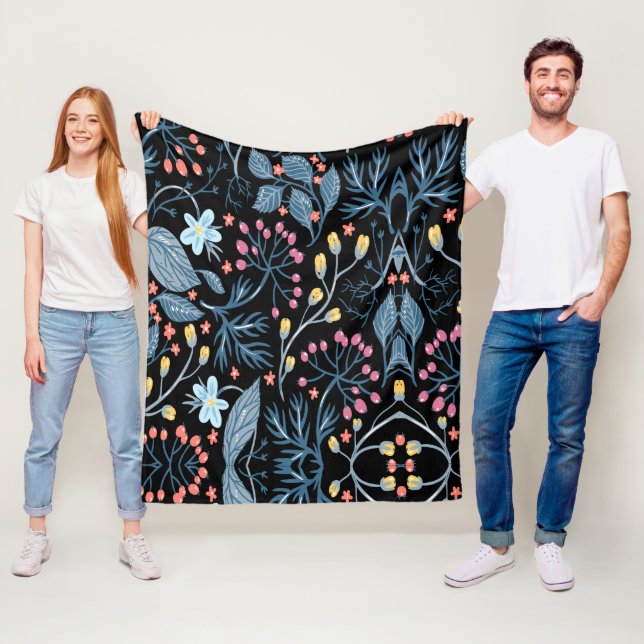 Colourful Flowers   Fleece Blanket (In Situ)