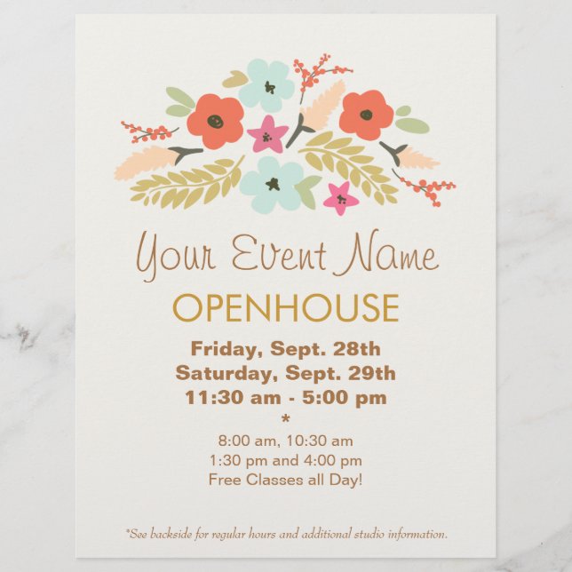 Colourful Flowers Floral Open House Flyer (Front)