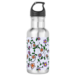 Colourful Flowers, Floral Pattern, Greenery, Boho 532 Ml Water Bottle