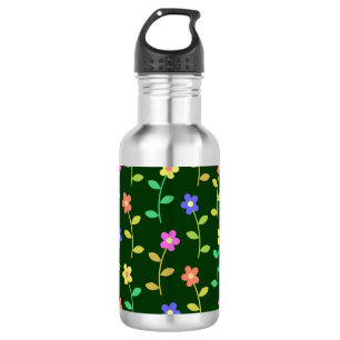 Colourful Flowers, Floral Pattern, Greenery, Boho 532 Ml Water Bottle