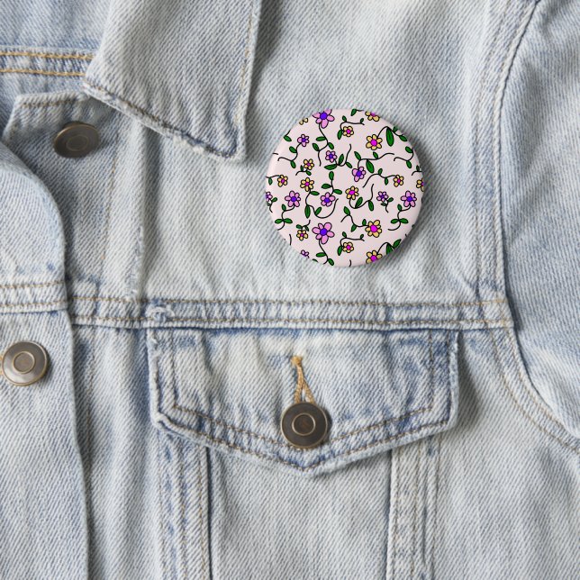 Colourful Flowers, Floral Pattern, Greenery, Boho 6 Cm Round Badge (In Situ)