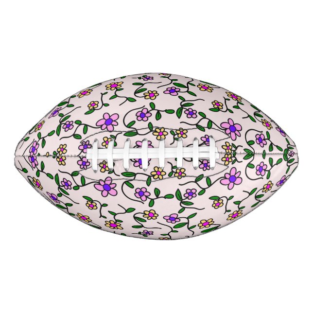Colourful Flowers, Floral Pattern, Greenery, Boho American Football (Front)