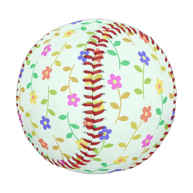Colourful Flowers, Floral Pattern, Greenery, Boho Baseball (Angled)