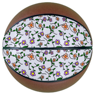 Colourful Flowers, Floral Pattern, Greenery, Boho Basketball