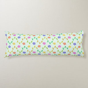 Colourful Flowers, Floral Pattern, Greenery, Boho Body Cushion