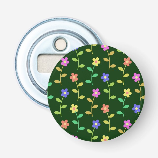 Colourful Flowers, Floral Pattern, Greenery, Boho Bottle Opener (Front)