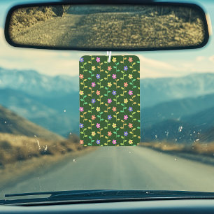 Colourful Flowers, Floral Pattern, Greenery, Boho Car Air Freshener