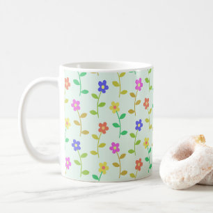 Colourful Flowers, Floral Pattern, Greenery, Boho Coffee Mug