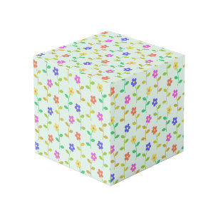 Colourful Flowers, Floral Pattern, Greenery, Boho Cube