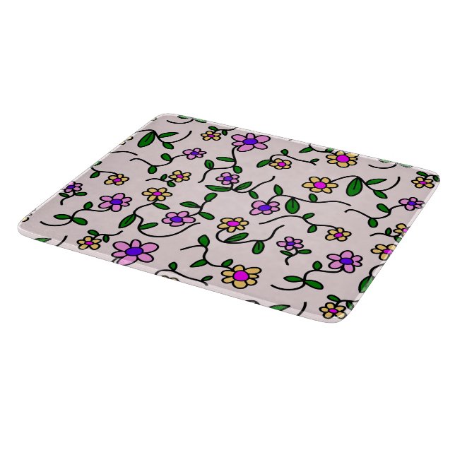 Colourful Flowers, Floral Pattern, Greenery, Boho Cutting Board (Corner)