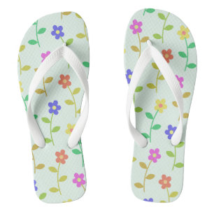 Colourful Flowers, Floral Pattern, Greenery, Boho Flip Flops