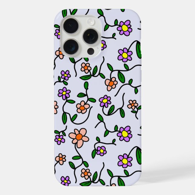 Colourful Flowers, Floral Pattern, Greenery, Boho iPhone Case (Back)