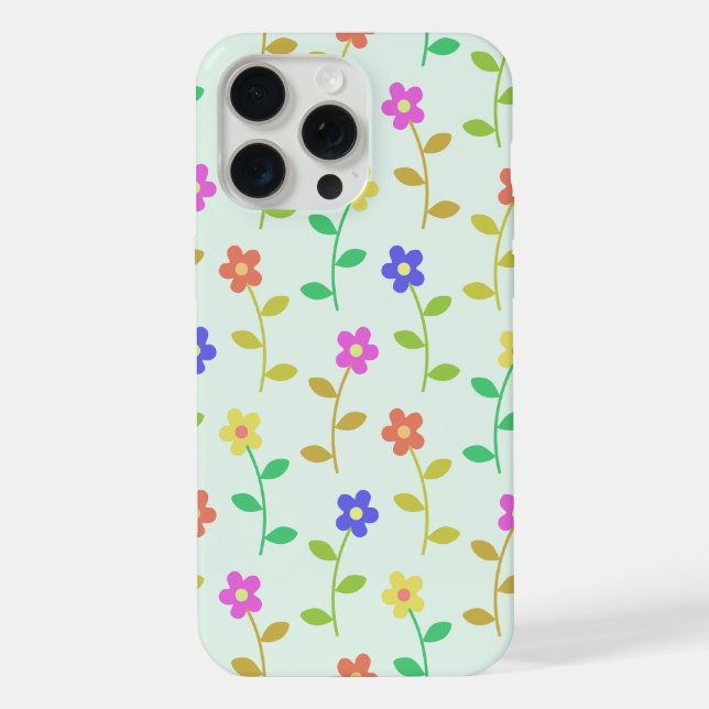 Colourful Flowers, Floral Pattern, Greenery, Boho iPhone Case (Back)