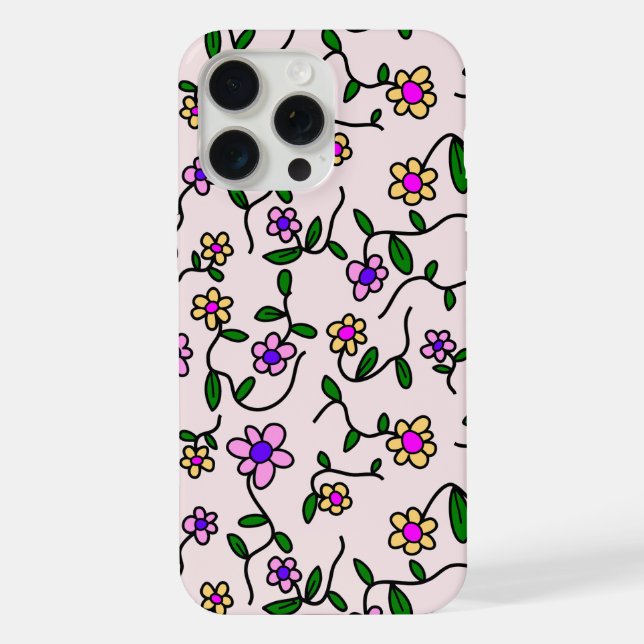 Colourful Flowers, Floral Pattern, Greenery, Boho iPhone Case (Back)