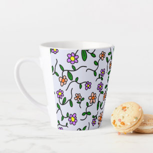 Colourful Flowers, Floral Pattern, Greenery, Boho Latte Mug