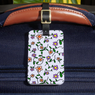 Colourful Flowers, Floral Pattern, Greenery, Boho Luggage Tag