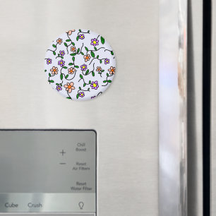 Colourful Flowers, Floral Pattern, Greenery, Boho Magnet