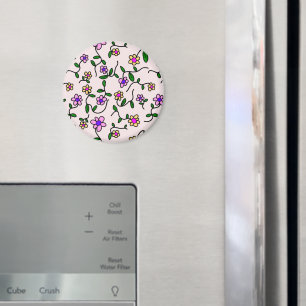 Colourful Flowers, Floral Pattern, Greenery, Boho Magnet