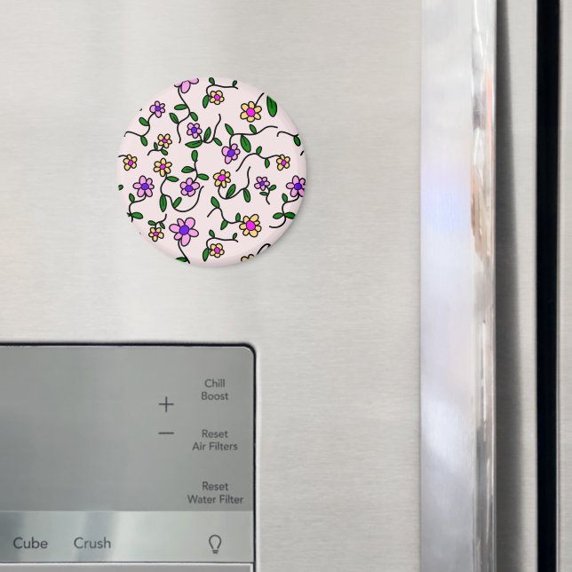 Colourful Flowers, Floral Pattern, Greenery, Boho Magnet (In Situ (Fridge))