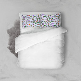 Colourful Flowers, Floral Pattern, Greenery, Boho Pillowcase