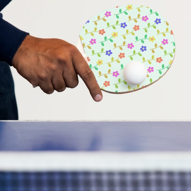 Colourful Flowers, Floral Pattern, Greenery, Boho Ping Pong Paddle (Insitu)